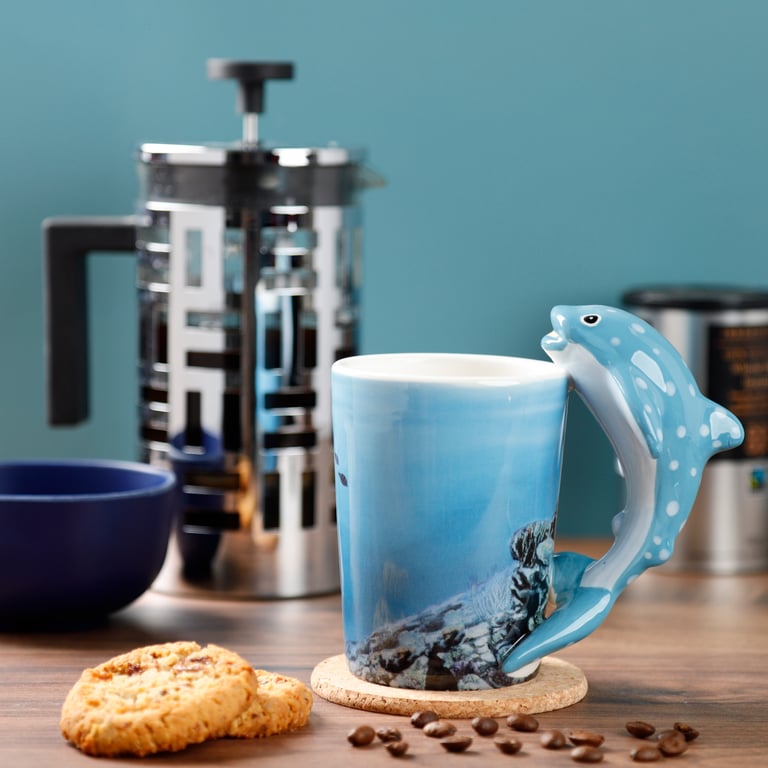 Dolomite Ceramic Whale Shark Shaped Handle Mug - 400ml Food Safe and Durable