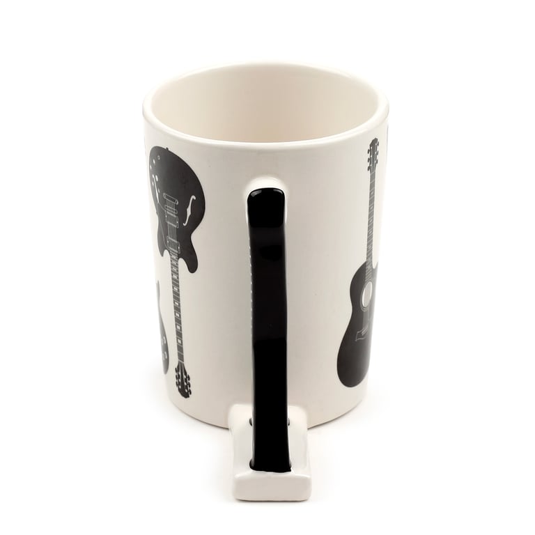 Ceramic Headstock Rock Guitar Shaped Handle Mug - 400ml Food Safe Design