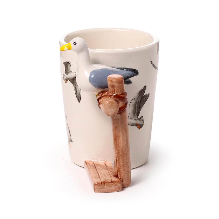 Dolomite Ceramic Seagull Buoy Mug - 400ml, Food Safe, Handcrafted Design