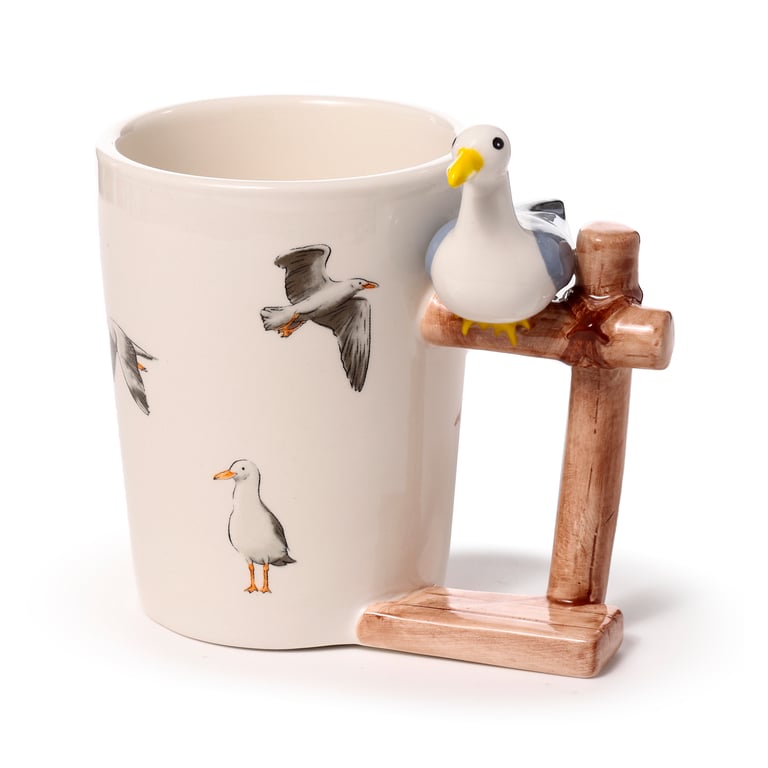 Dolomite Ceramic Seagull Buoy Mug - 400ml, Food Safe, Handcrafted Design
