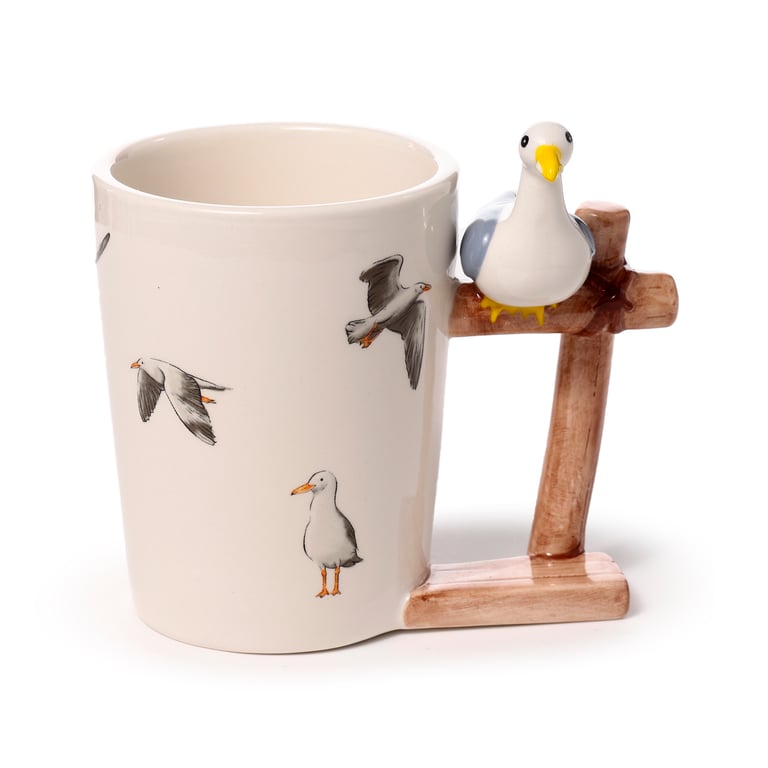 Dolomite Ceramic Seagull Buoy Mug - 400ml, Food Safe, Handcrafted Design