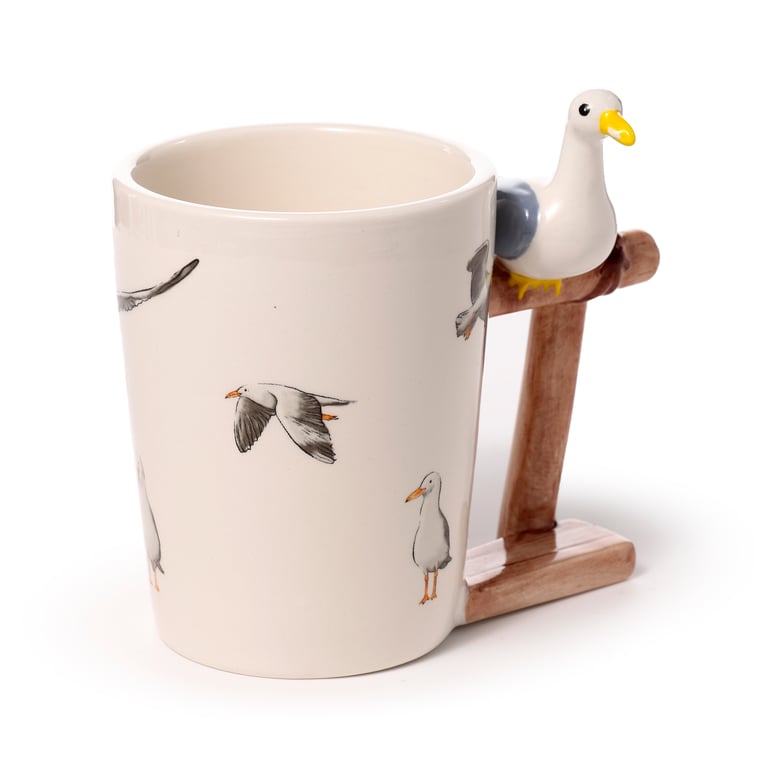Dolomite Ceramic Seagull Buoy Mug - 400ml, Food Safe, Handcrafted Design