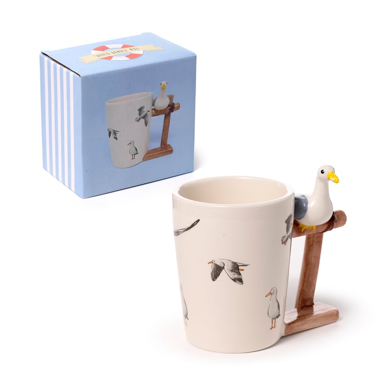 Dolomite Ceramic Seagull Buoy Mug - 400ml, Food Safe, Handcrafted Design