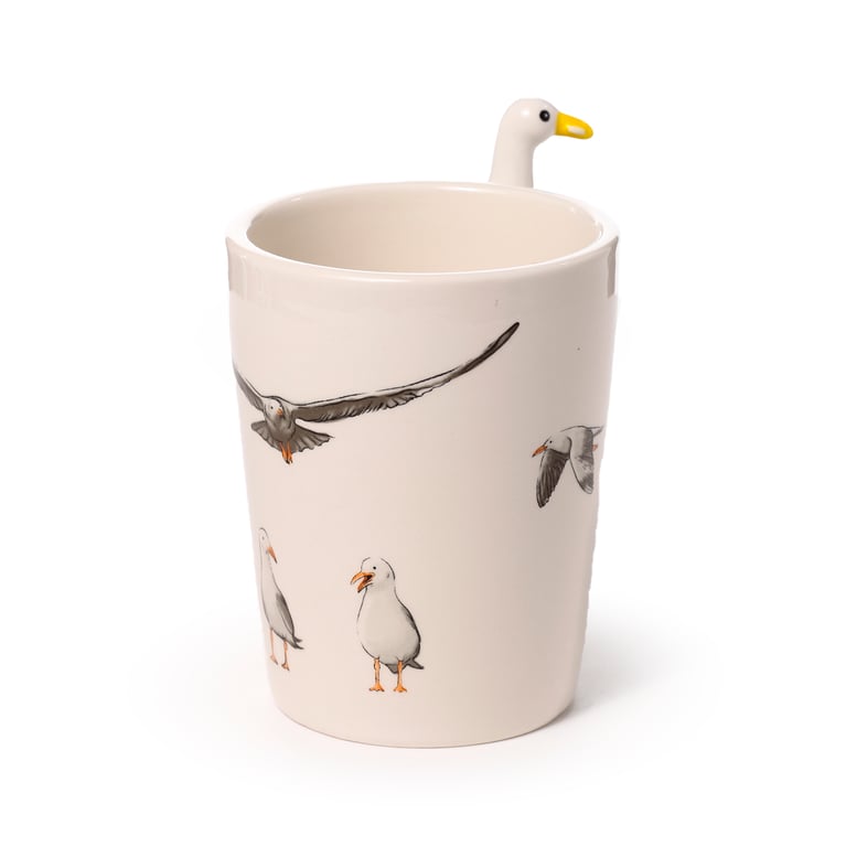 Dolomite Ceramic Seagull Buoy Mug - 400ml, Food Safe, Handcrafted Design
