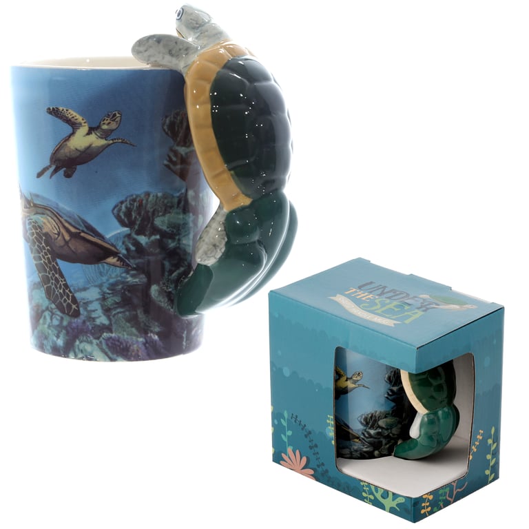 Ceramic Turtle Mug - 400ml Food Safe Shaped Handle Design