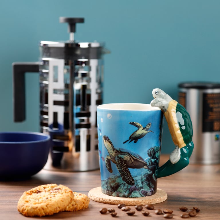Ceramic Turtle Mug - 400ml Food Safe Shaped Handle Design