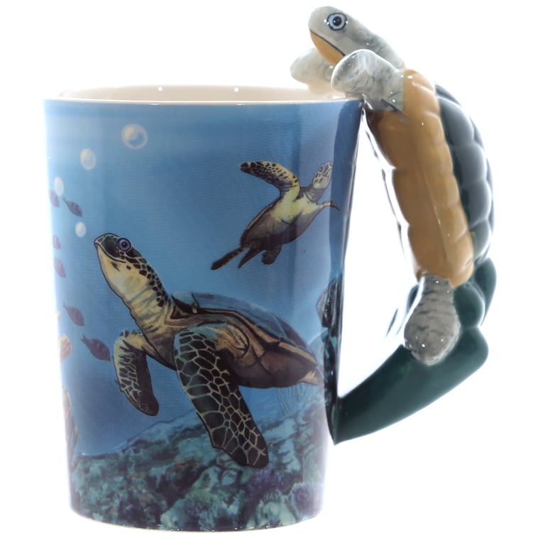 Ceramic Turtle Mug - 400ml Food Safe Shaped Handle Design