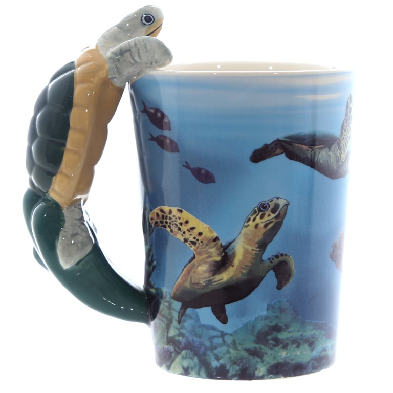 Ceramic Turtle Mug - 400ml Food Safe Shaped Handle Design