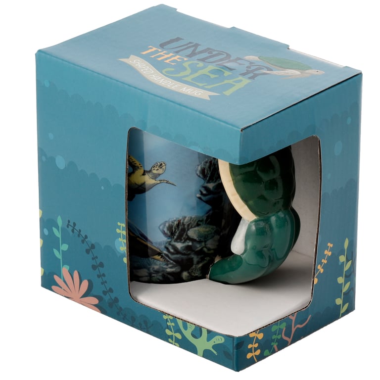Ceramic Turtle Mug - 400ml Food Safe Shaped Handle Design