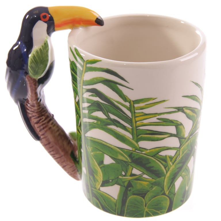 Ceramic Toucan Party Shaped Handle Mug - 400ml, Food Safe