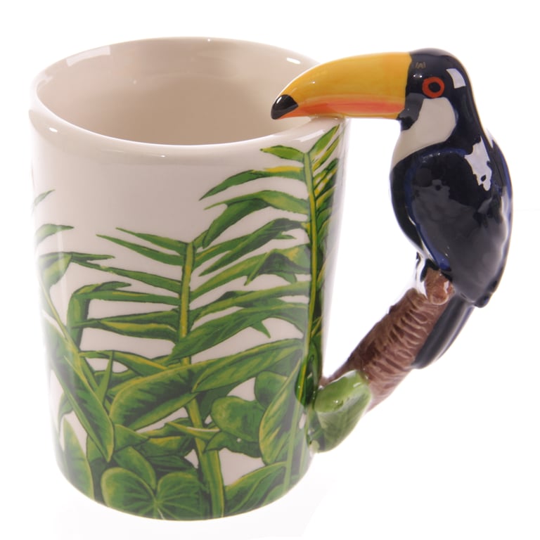 Ceramic Toucan Party Shaped Handle Mug - 400ml, Food Safe