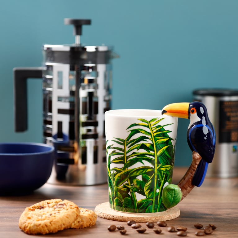Ceramic Toucan Party Shaped Handle Mug - 400ml, Food Safe