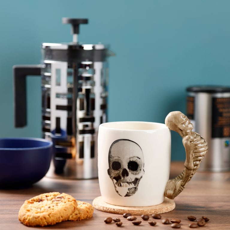 Dolomite Ceramic Skeleton Mug - 400ml, Microwave and Dishwasher Not Recommended