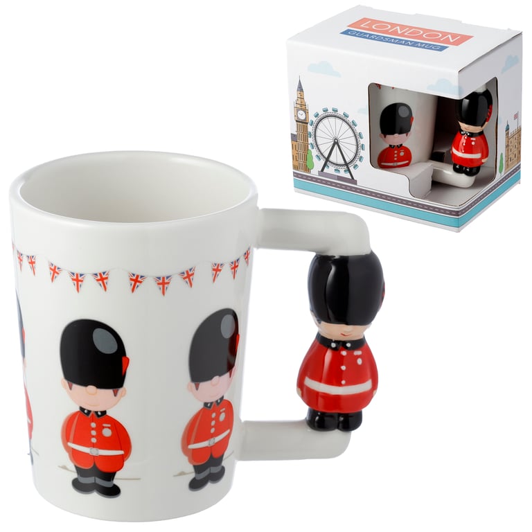 London Guardsman Hand-Shaped Dolomite Ceramic Mug 400ml Food Safe