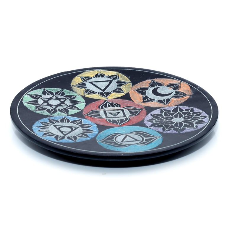Soapstone Chakra Incense Burner Dish - Natural Stone Holder for Incense Sticks & Cones