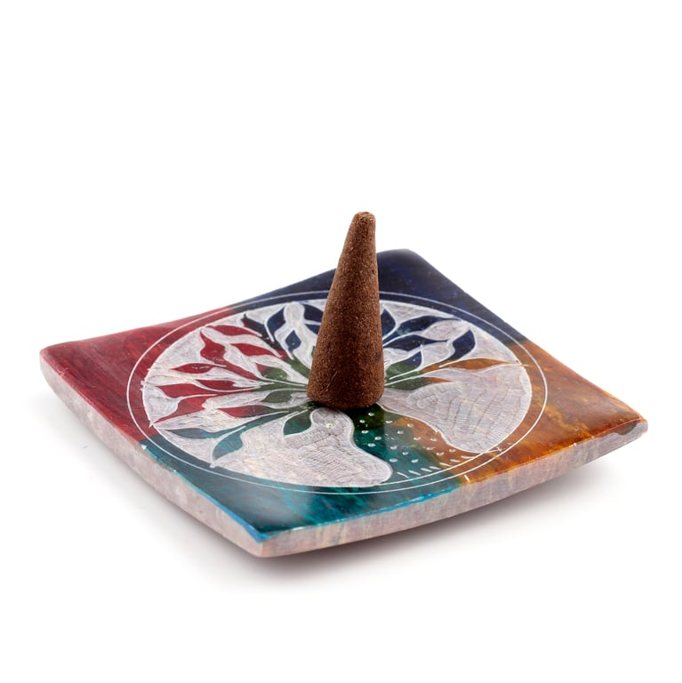 Soapstone Tree of Life Incense Burner Dish