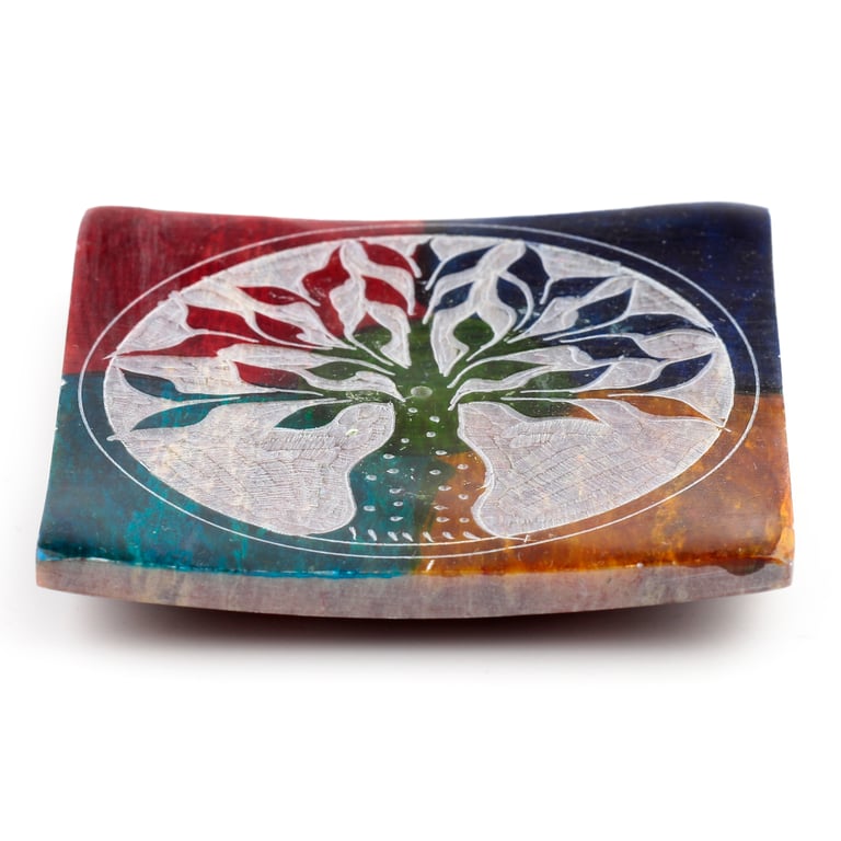 Soapstone Tree of Life Incense Burner Dish