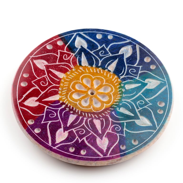 Soapstone Incense Burner Dish - Natural Holder for Incense Sticks & Cones