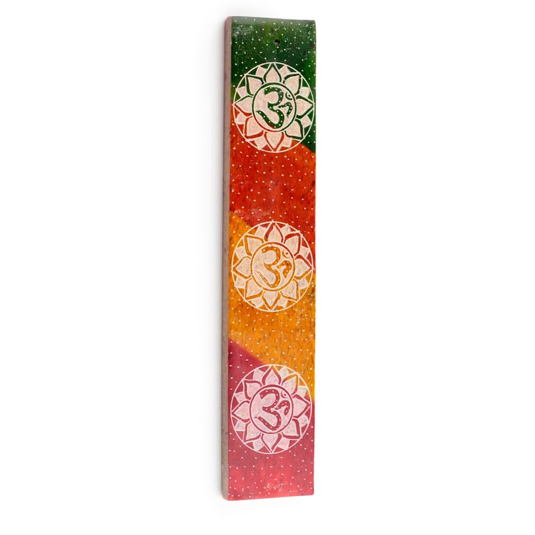 Carved Soapstone Ashcatcher Incense Burner - Om Stone Holder for Natural Incense Sticks and Ash Catcher