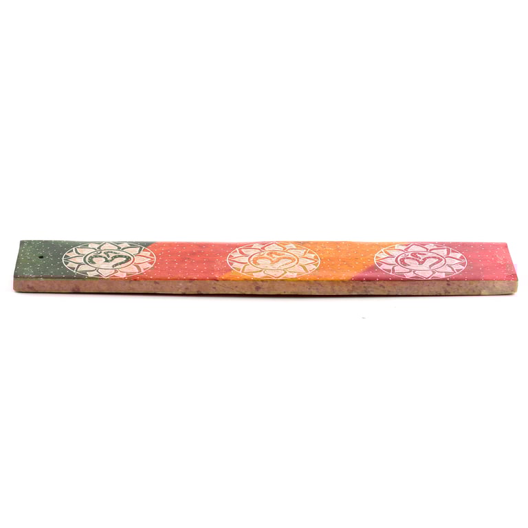 Carved Soapstone Ashcatcher Incense Burner - Om Stone Holder for Natural Incense Sticks and Ash Catcher