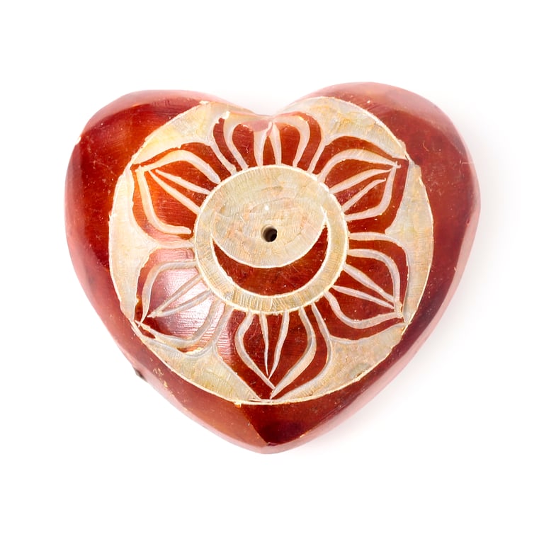 Soapstone Heart Shaped Chakra Incense Burner Ashcatcher