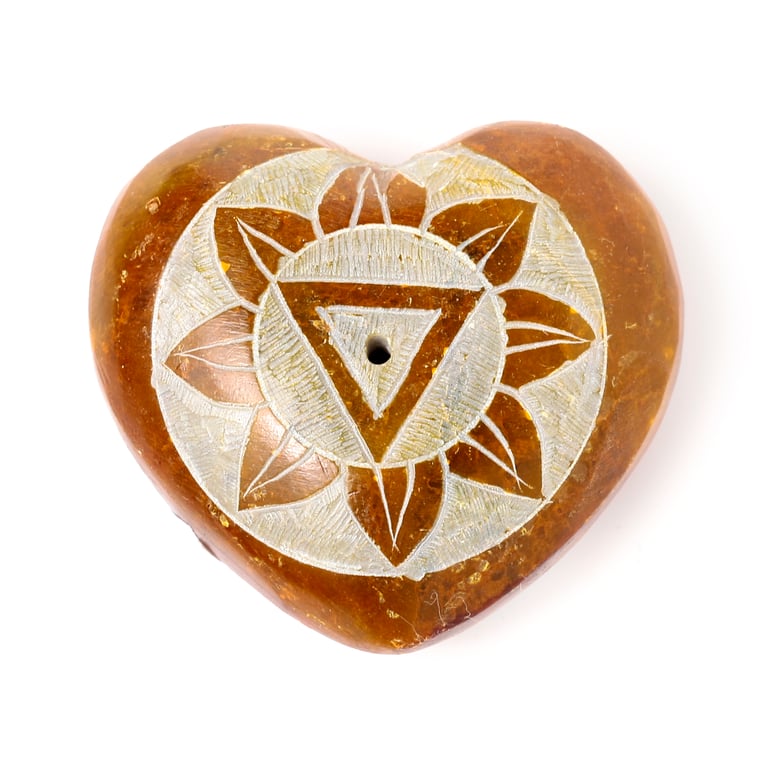 Soapstone Heart Shaped Chakra Incense Burner Ashcatcher
