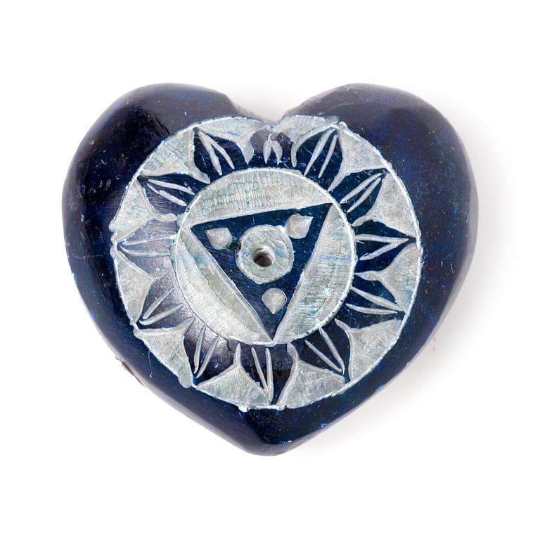 Soapstone Heart Shaped Chakra Incense Burner Ashcatcher