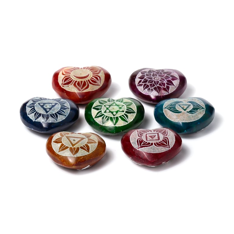 Soapstone Heart Shaped Chakra Incense Burner Ashcatcher