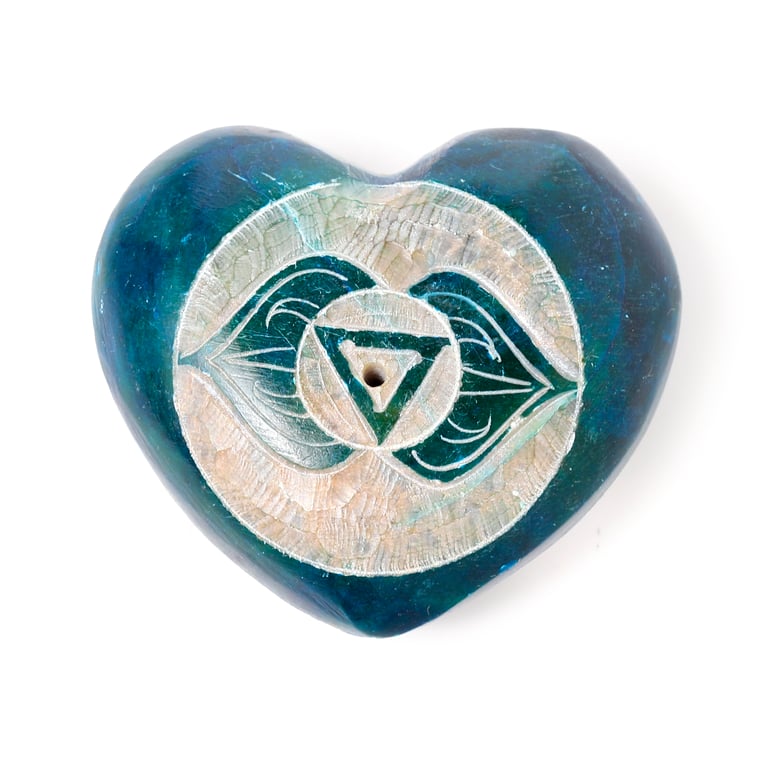 Soapstone Heart Shaped Chakra Incense Burner Ashcatcher