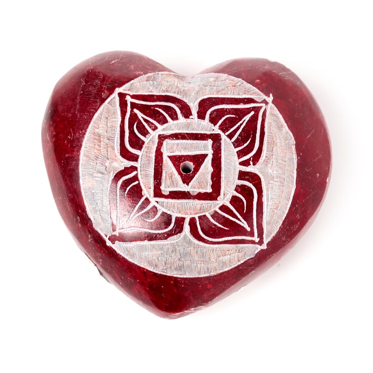 Soapstone Heart Shaped Chakra Incense Burner Ashcatcher