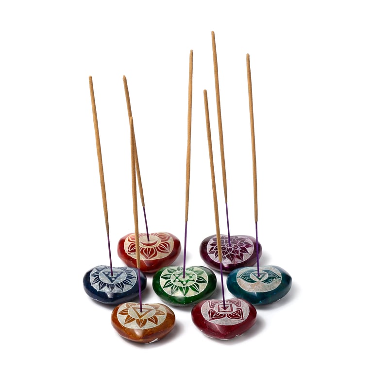 Soapstone Heart Shaped Chakra Incense Burner Ashcatcher