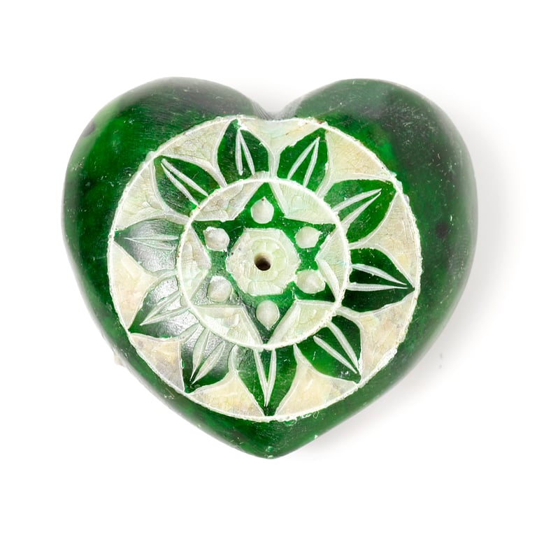 Soapstone Heart Shaped Chakra Incense Burner Ashcatcher