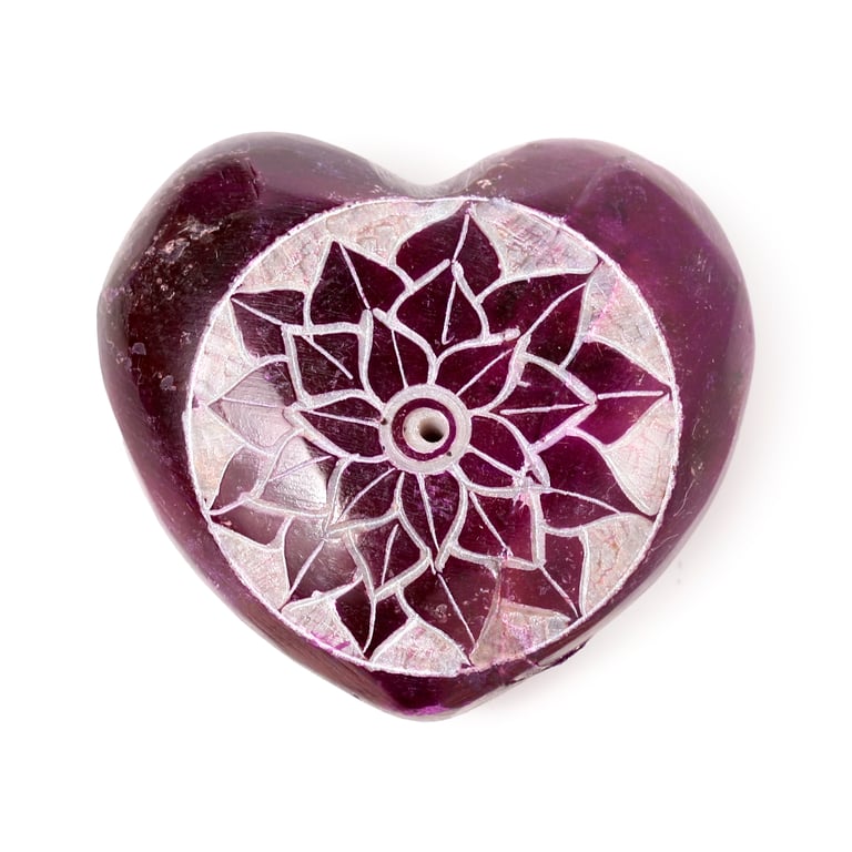 Soapstone Heart Shaped Chakra Incense Burner Ashcatcher