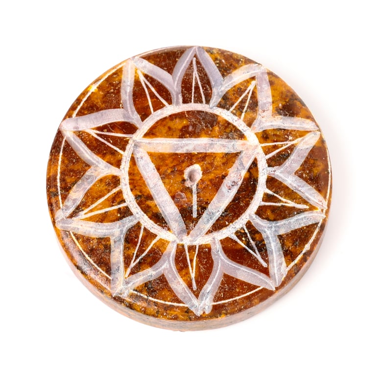 Soapstone Chakra Round Ashcatcher Incense Burner