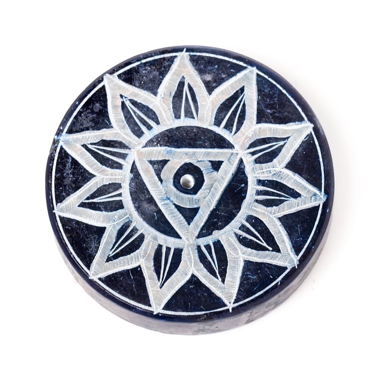 Soapstone Chakra Round Ashcatcher Incense Burner