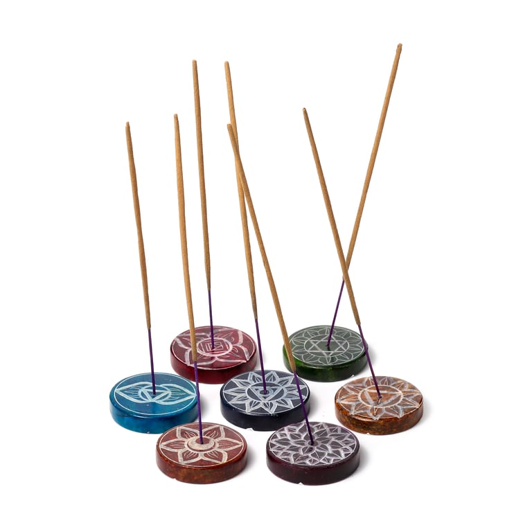 Soapstone Chakra Round Ashcatcher Incense Burner
