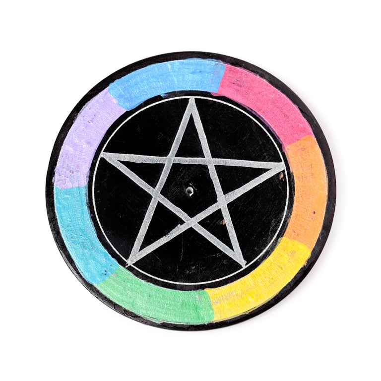 Soapstone Chakra Pentacle Incense Burner Dish for Sticks and Cones