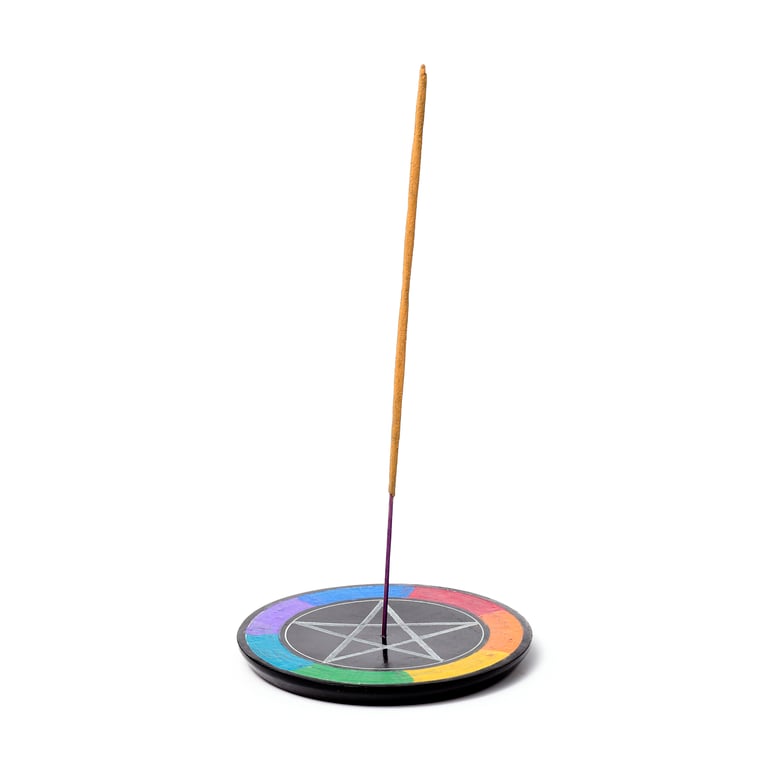Soapstone Chakra Pentacle Incense Burner Dish for Sticks and Cones