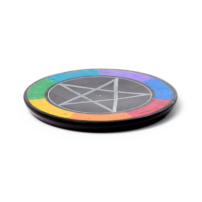 Soapstone Chakra Pentacle Incense Burner Dish for Sticks and Cones