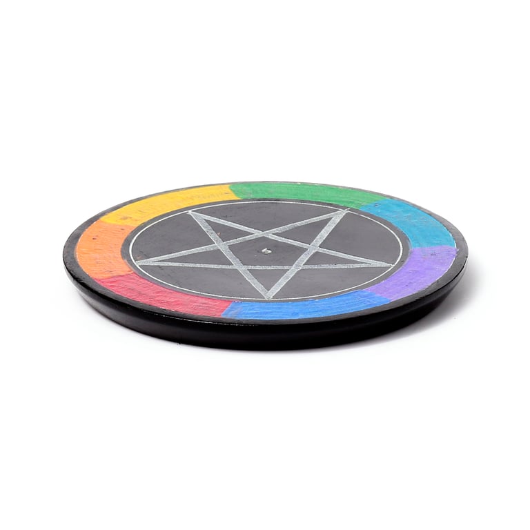 Soapstone Chakra Pentacle Incense Burner Dish for Sticks and Cones
