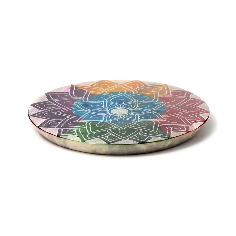 Soapstone Chakra Lotus Incense Burner Dish - Natural Meditation Tool