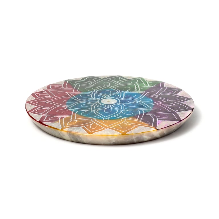Soapstone Chakra Lotus Incense Burner Dish - Natural Meditation Tool