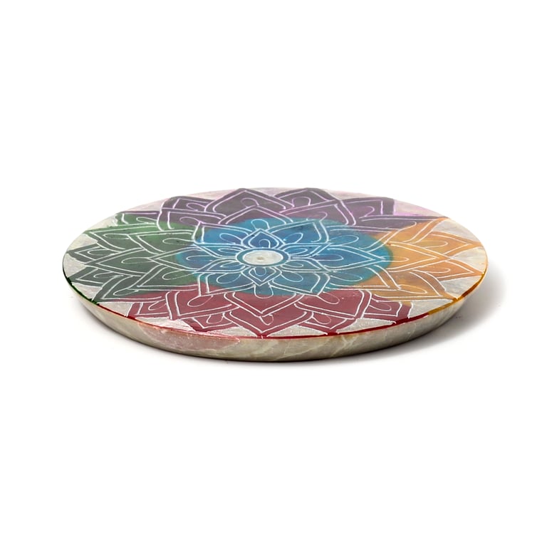Soapstone Chakra Lotus Incense Burner Dish - Natural Meditation Tool