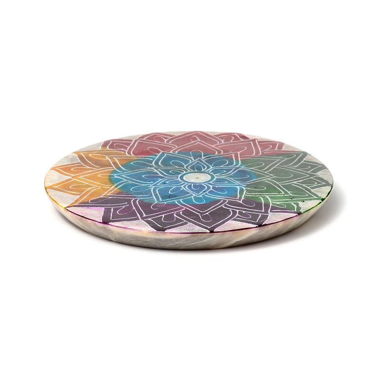 Soapstone Chakra Lotus Incense Burner Dish - Natural Meditation Tool