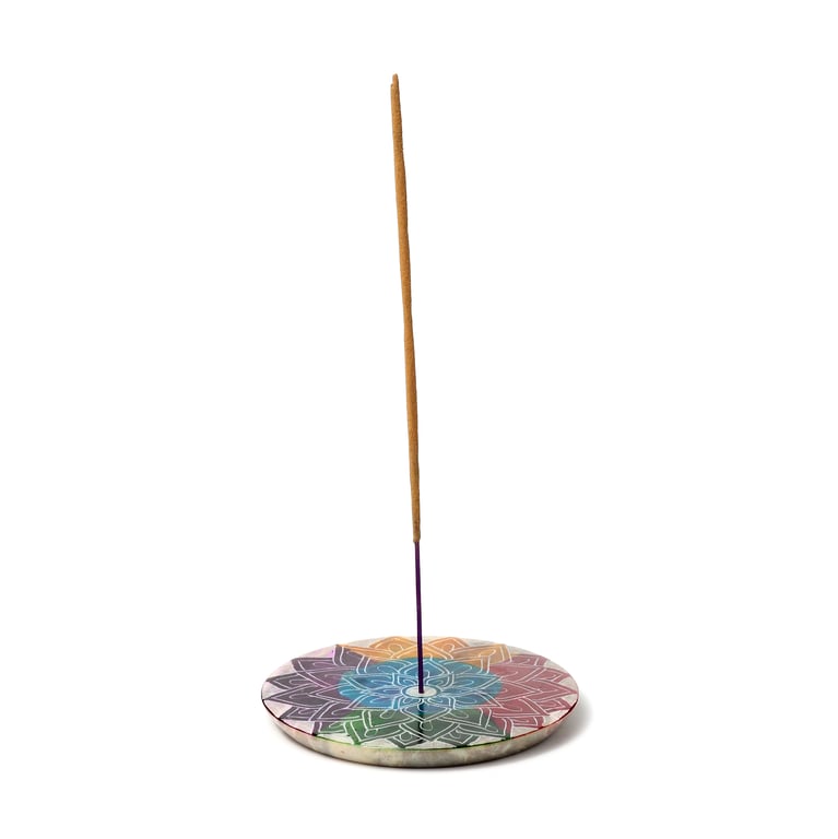 Soapstone Chakra Lotus Incense Burner Dish - Natural Meditation Tool