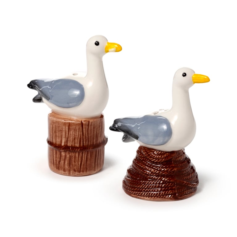 Ceramic Seagull Buoy Salt & Pepper Set - Food Safe & Fillable