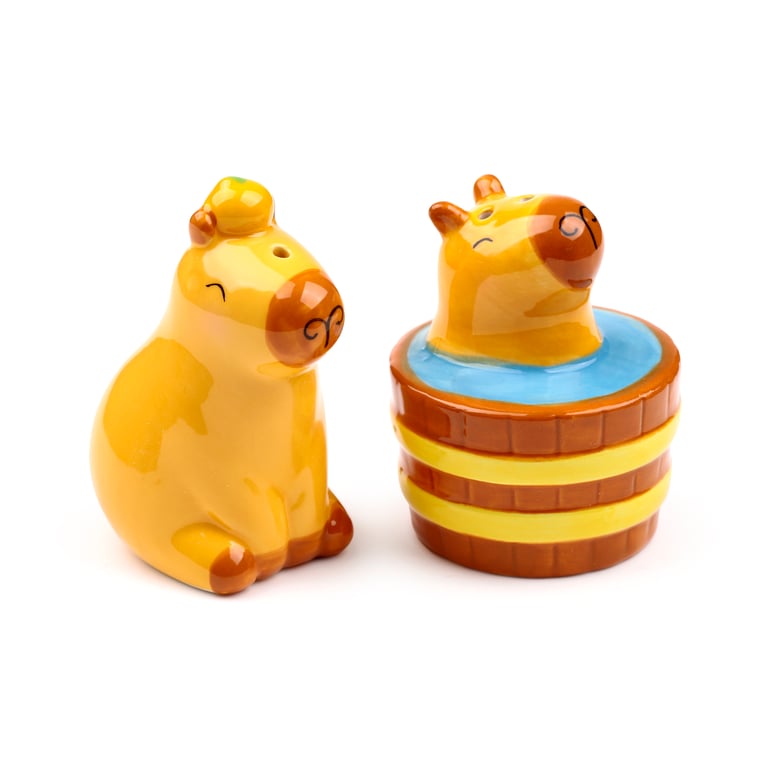 Ceramic Capybara Salt and Pepper Set - Food Safe Dolomite Construction