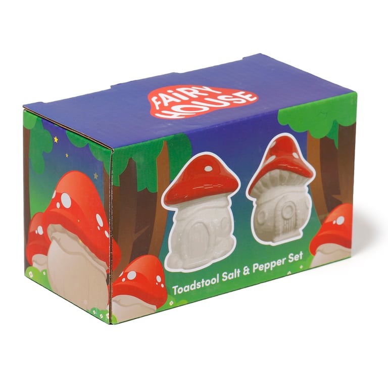Dolomite Ceramic Fairy Toadstool House Salt & Pepper Shaker Set - Food Safe Kitchenware