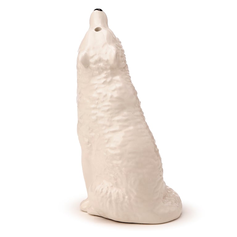 Ceramic Salt & Pepper Set - White Wolf, Dolomite Material, Food Safe & Dishwasher Not Required