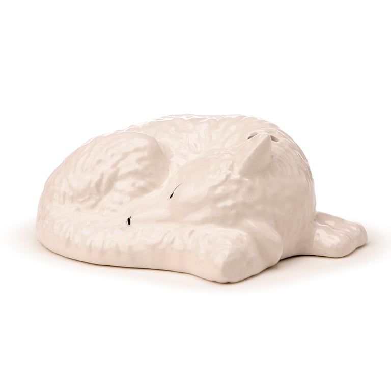 Ceramic Salt & Pepper Set - White Wolf, Dolomite Material, Food Safe & Dishwasher Not Required